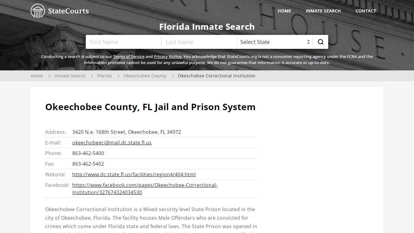 Okeechobee Correctional Institution Inmate Records Search ...